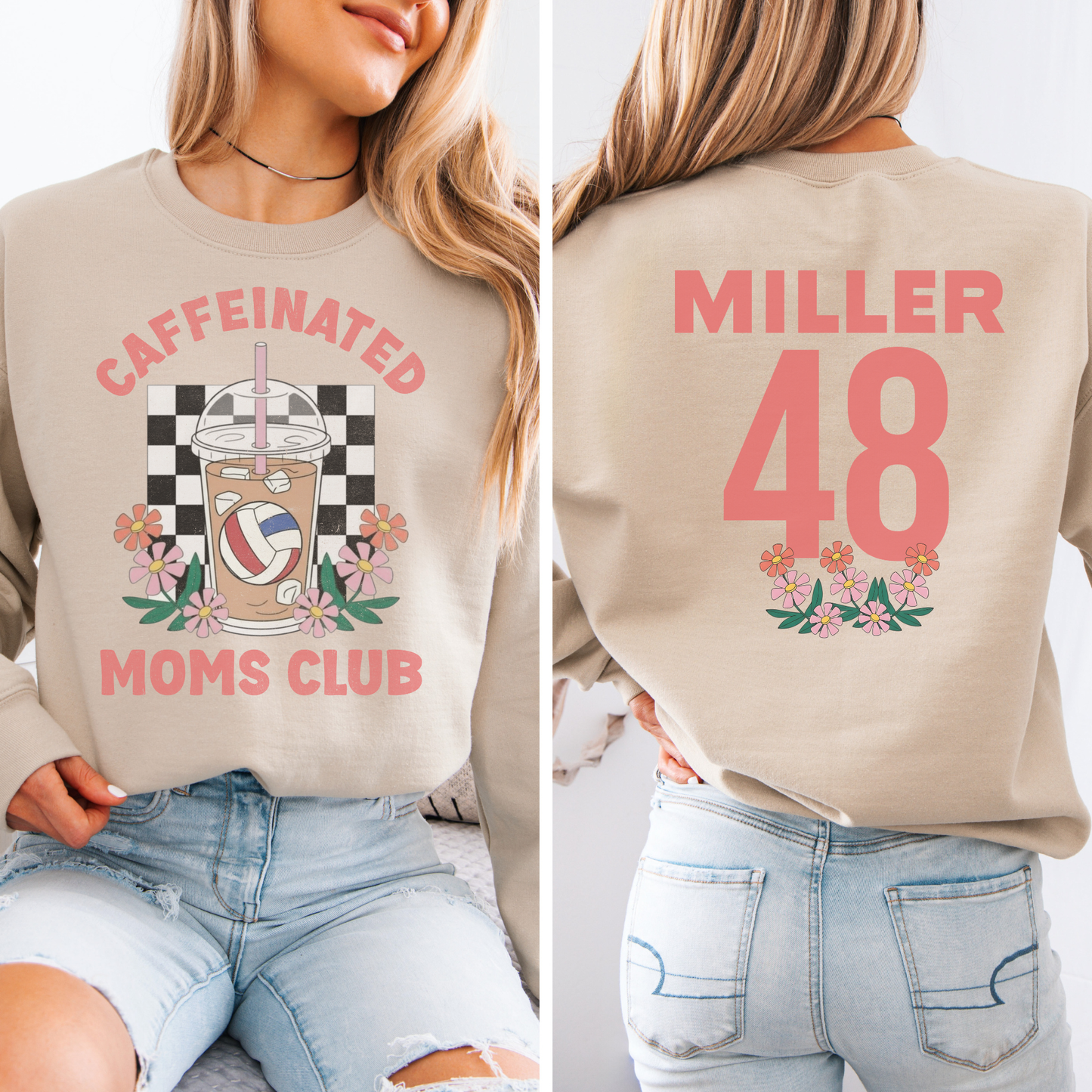 Caffeinated Moms Volleyball Club Crewneck
