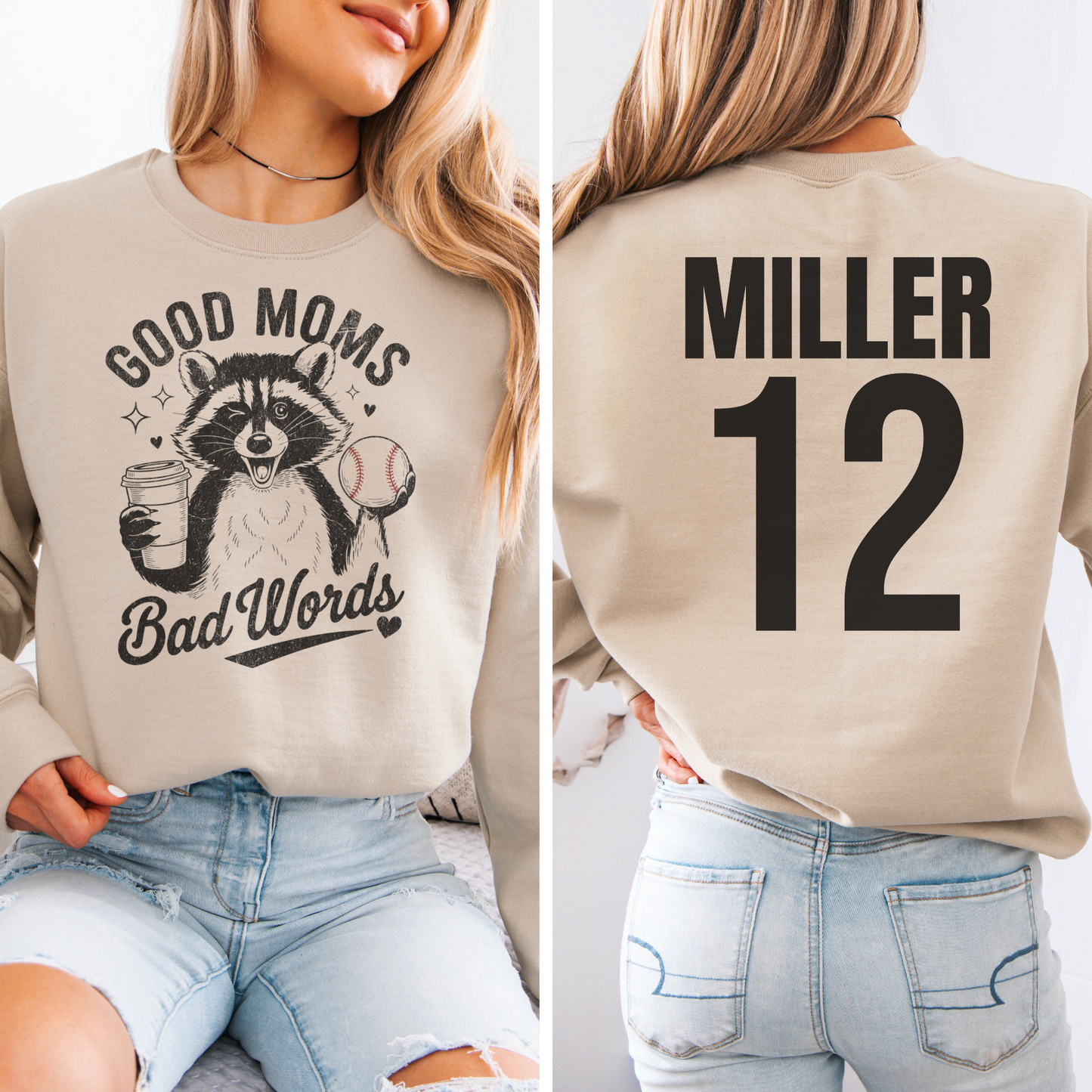 Good Moms Bad Words Baseball Crewneck
