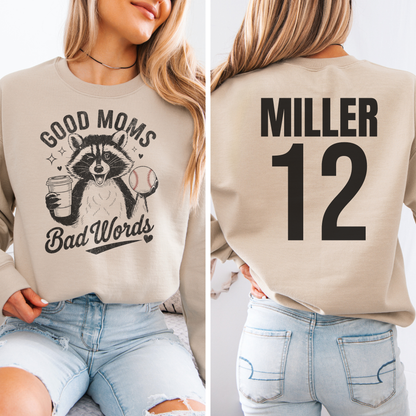 Good Moms Bad Words Baseball Crewneck