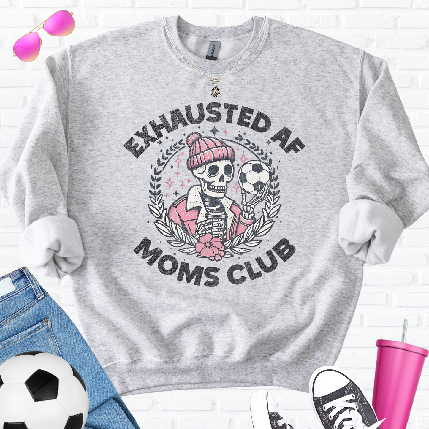 Exhausted AF Soccer Moms Club Crewneck