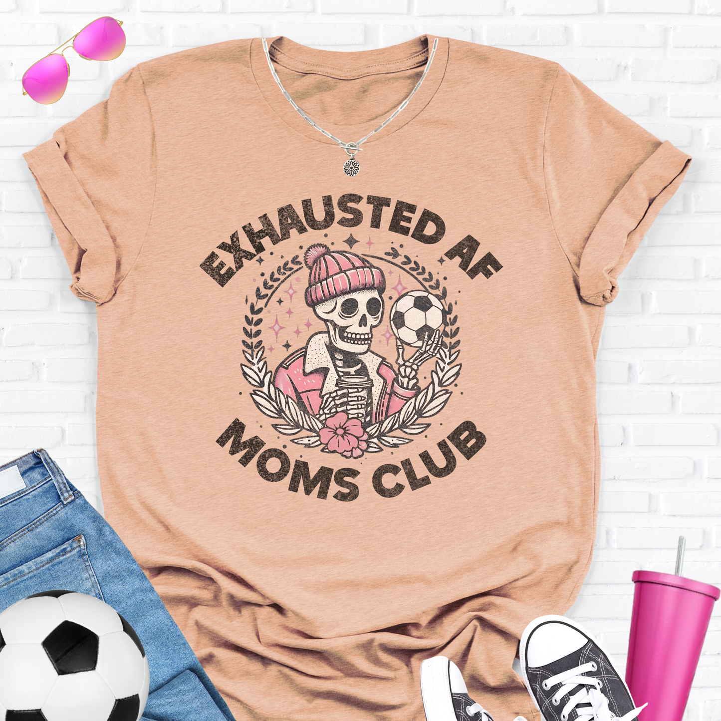 Exhausted AF Soccer Moms Club T-Shirt