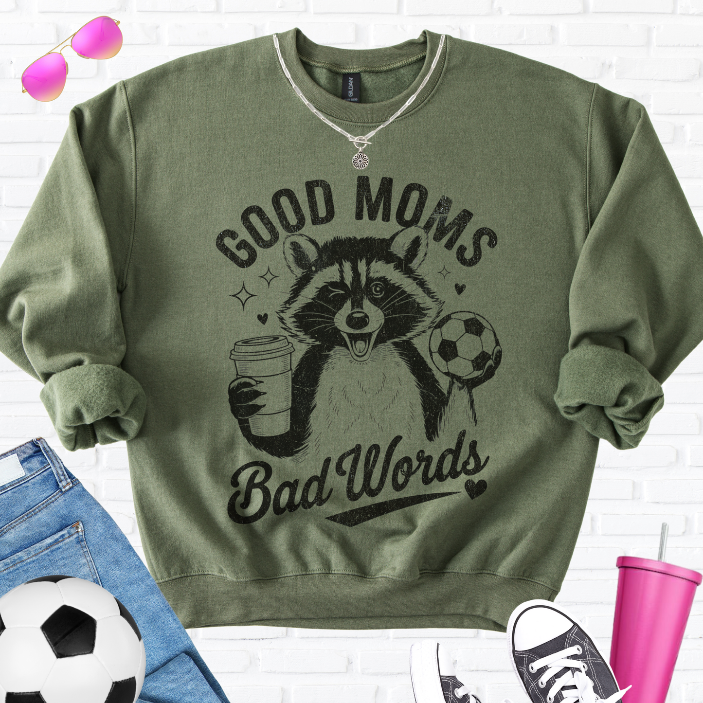 Good Moms Bad Words Soccer Crewneck