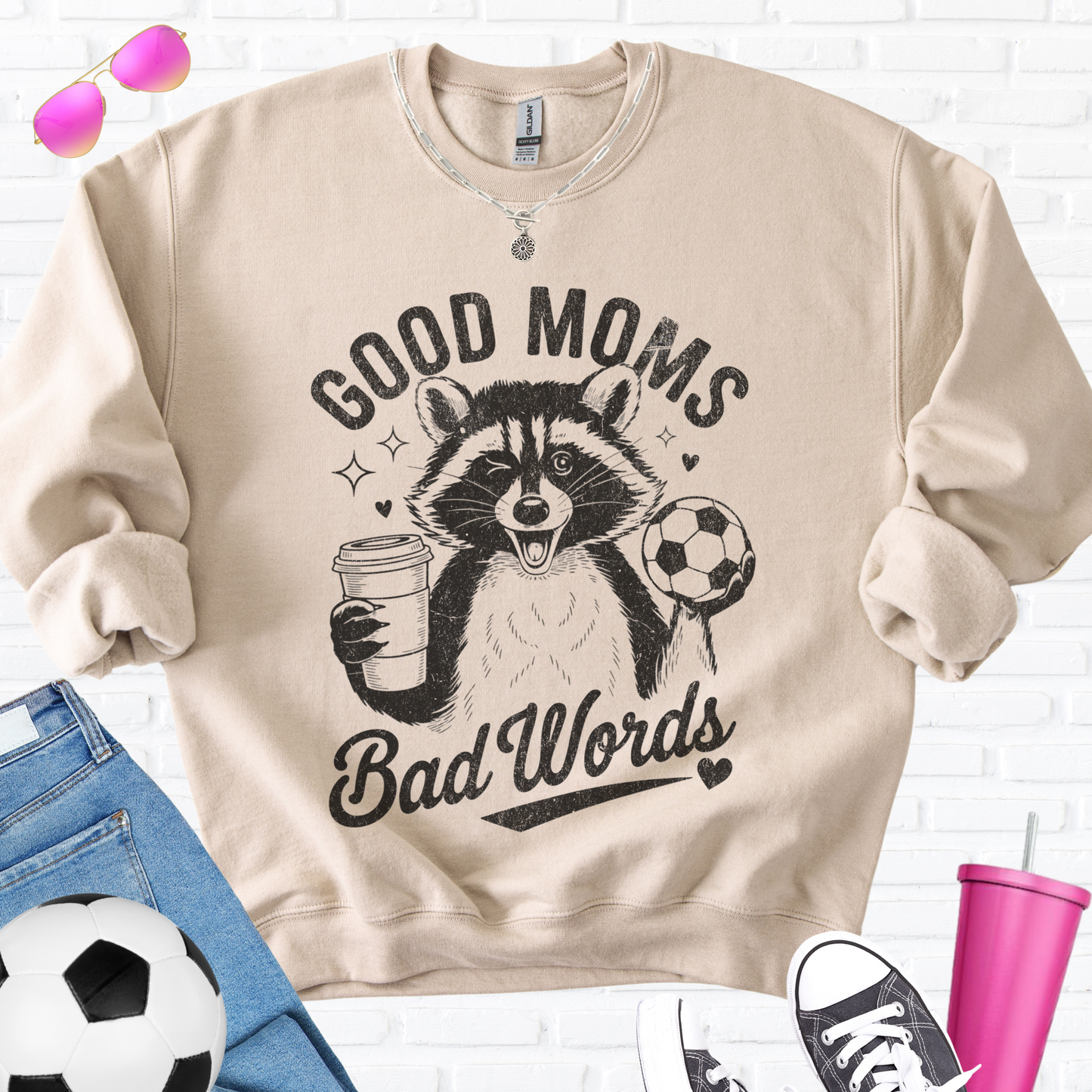 Good Moms Bad Words Soccer Crewneck