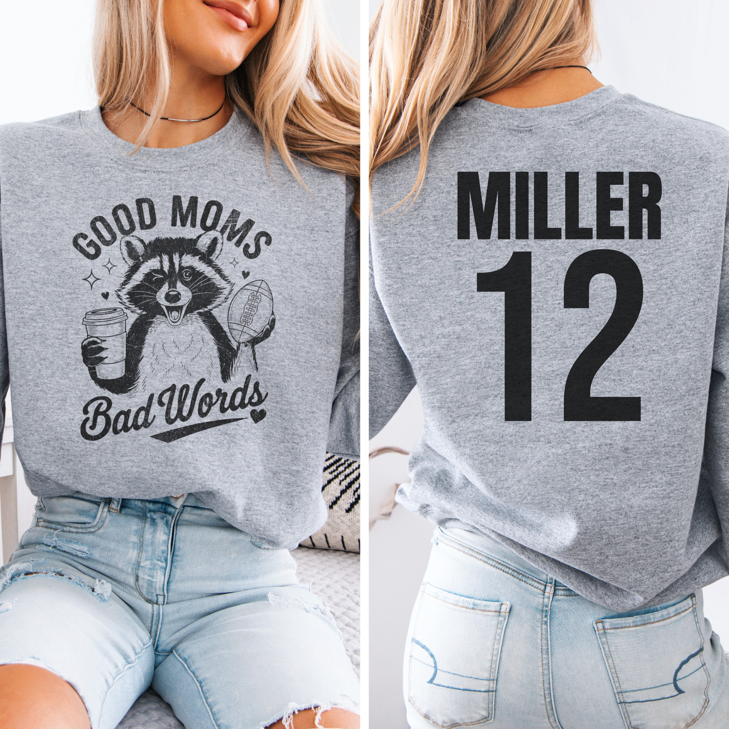 Good Moms Bad Words Football Crewneck