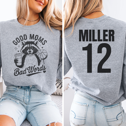Good Moms Bad Words Basketball Crewneck