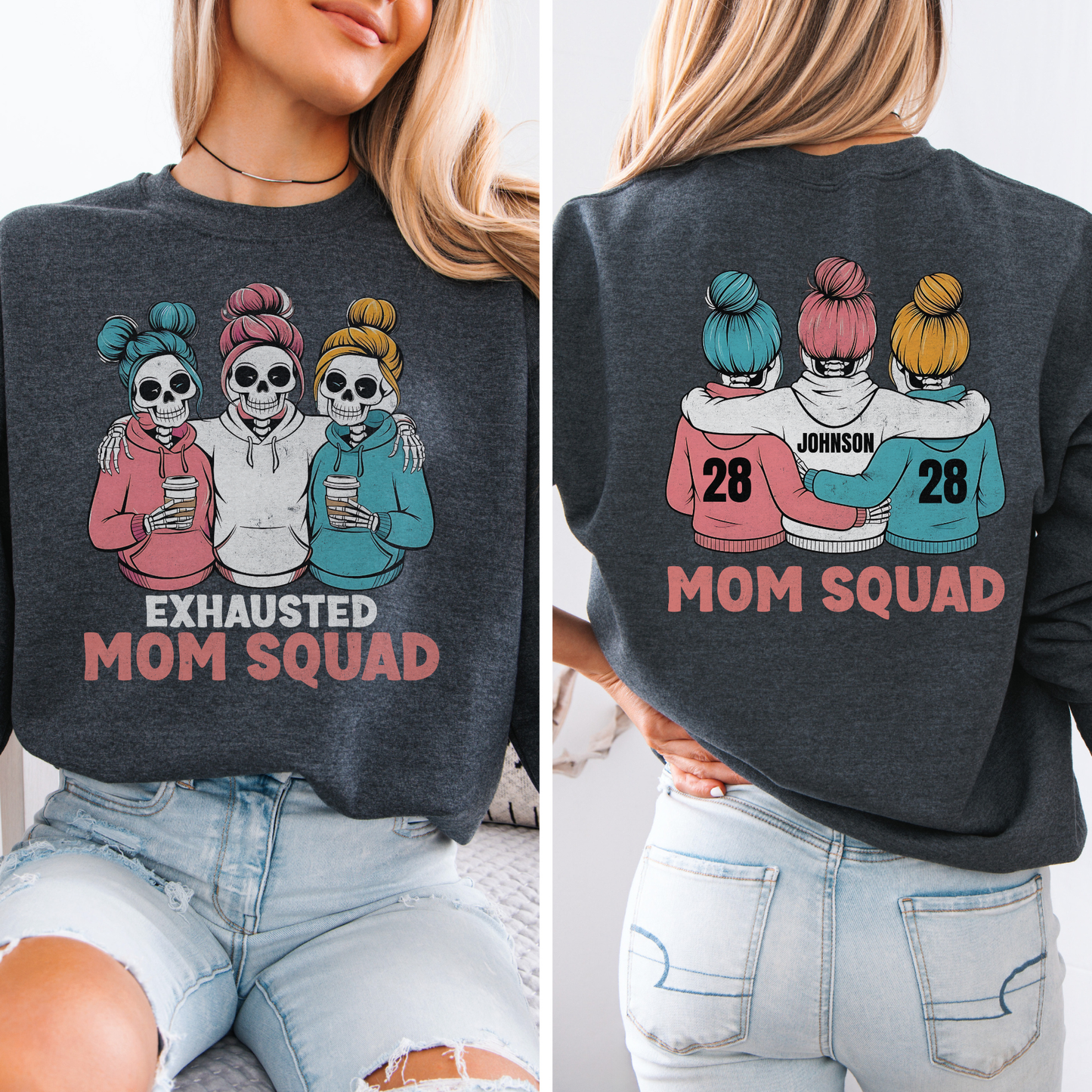 Exhausted Mom Squad Crewneck