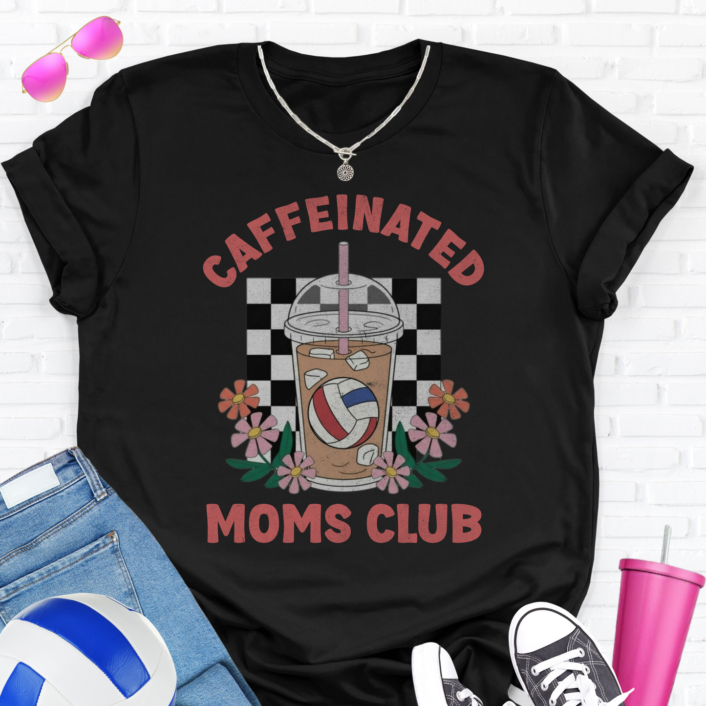 Caffeinated Moms Volleyball Club T-Shirt