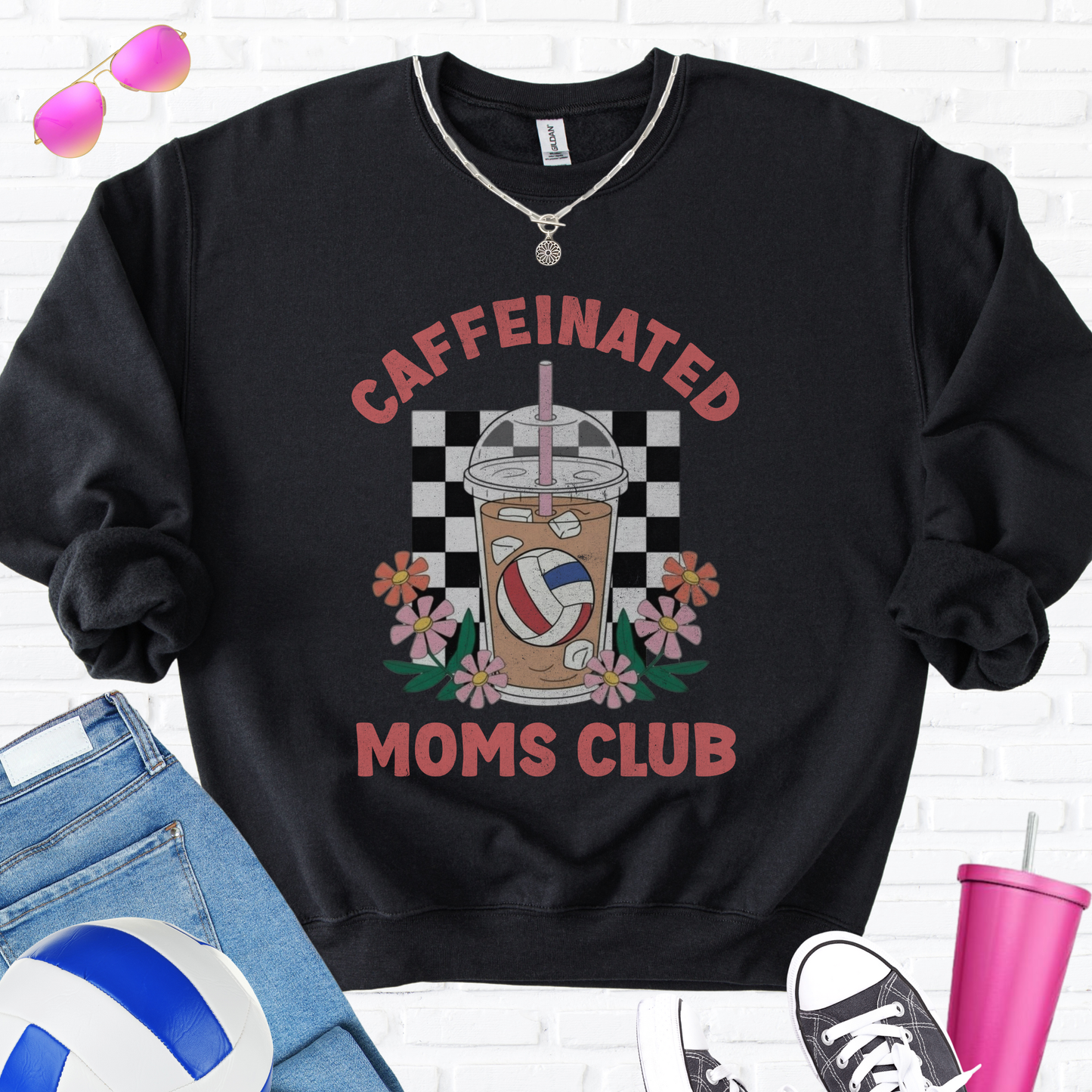 Caffeinated Moms Volleyball Club Crewneck