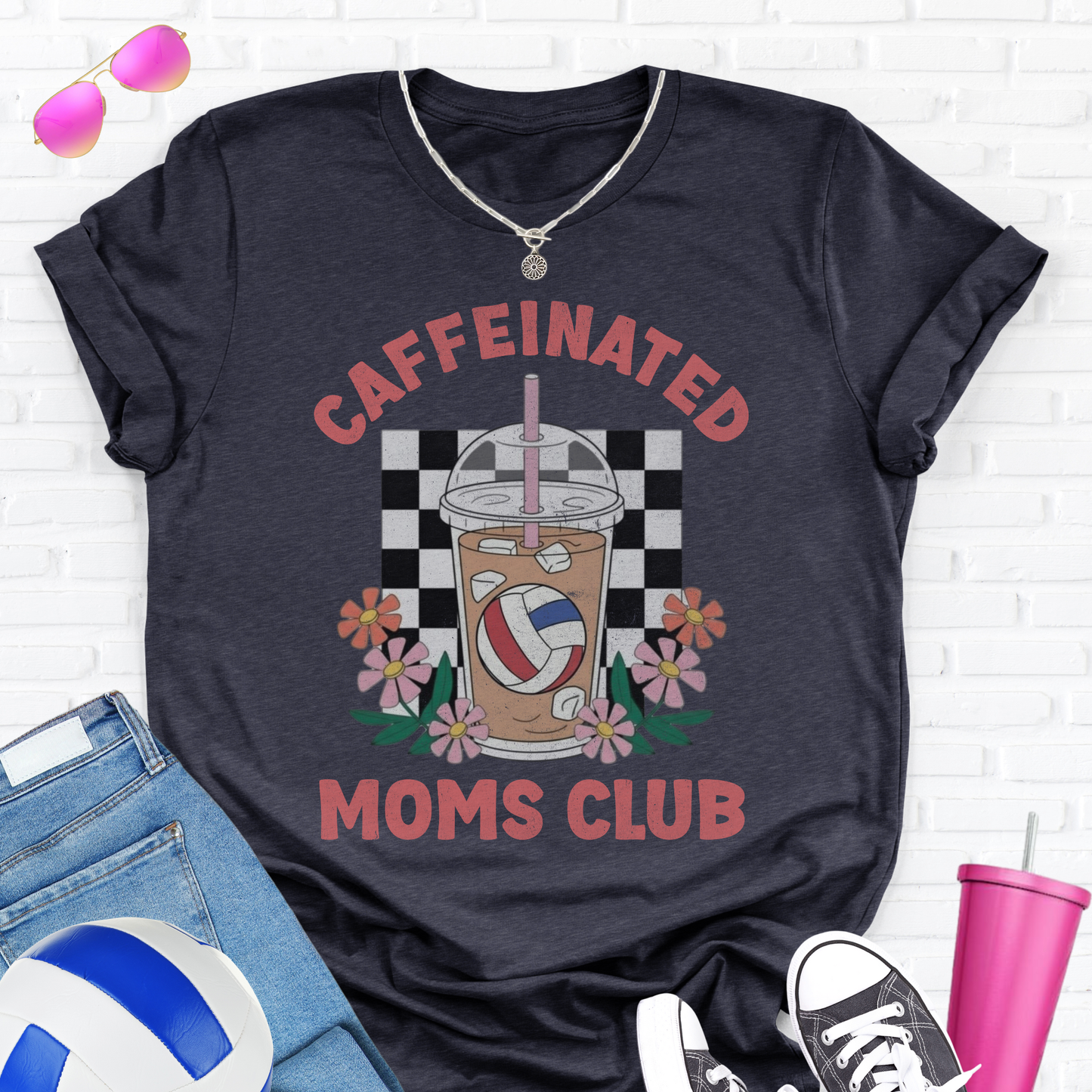 Caffeinated Moms Volleyball Club T-Shirt