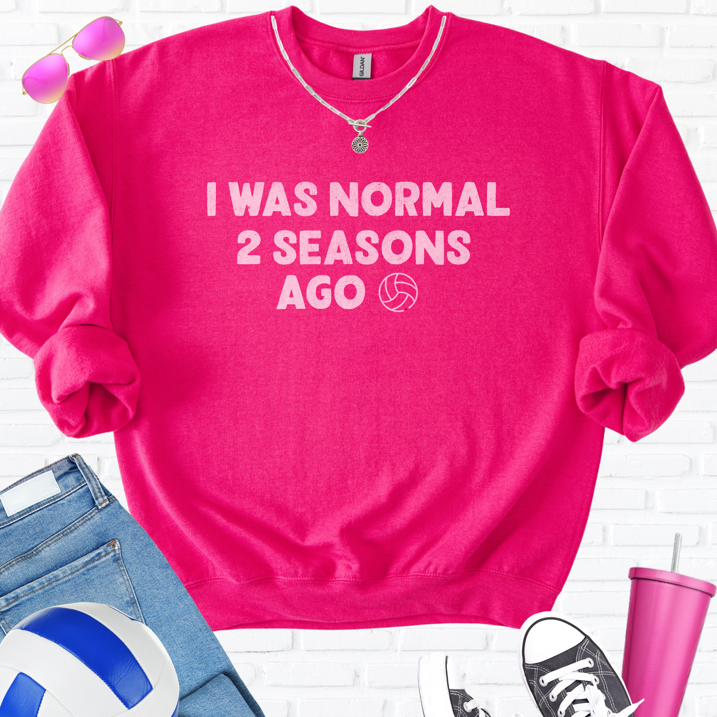 I Was Normal Volleyball Crewneck