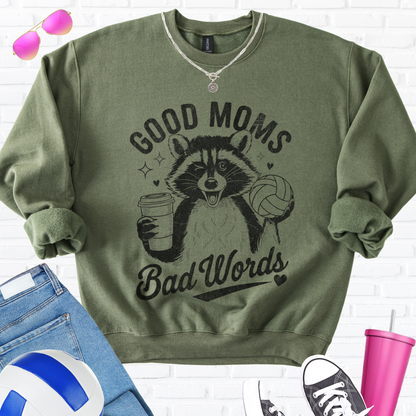 Good Moms Bad Words Volleyball Crewneck