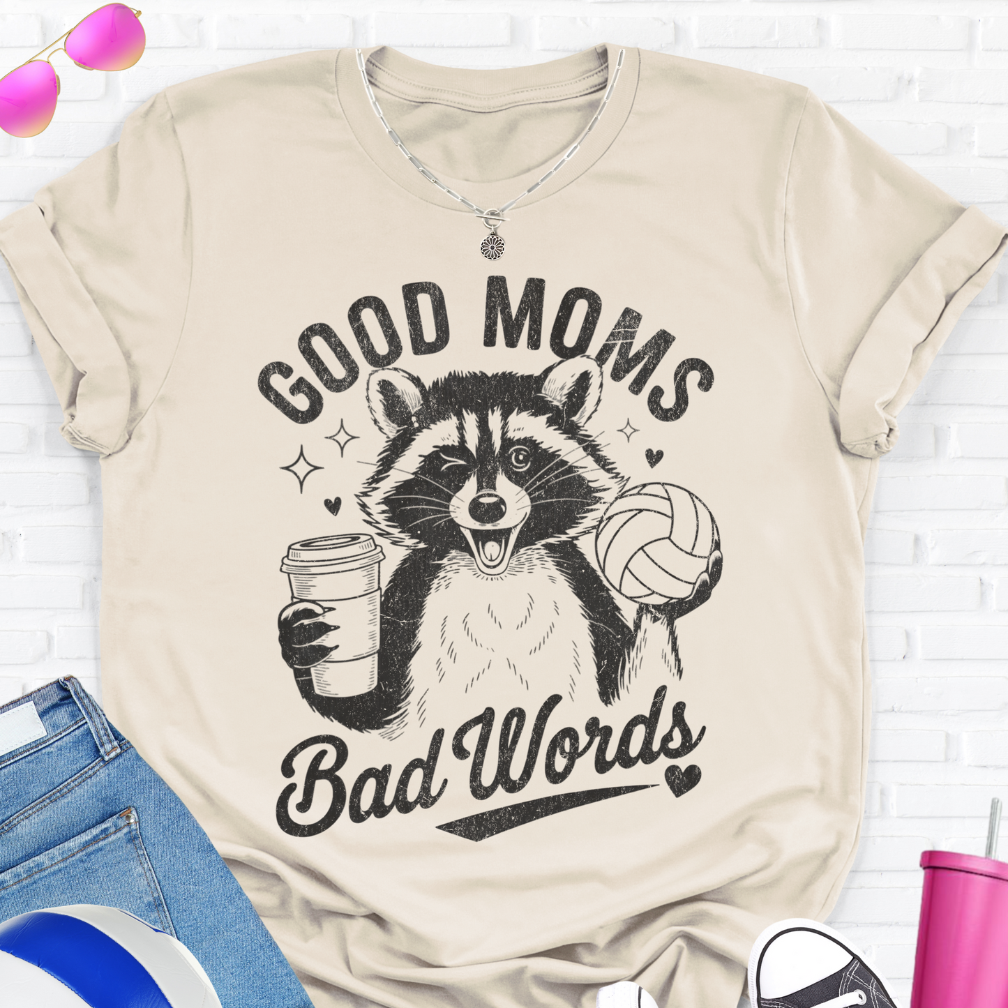 Good Moms Bad Words Volleyball T-Shirt