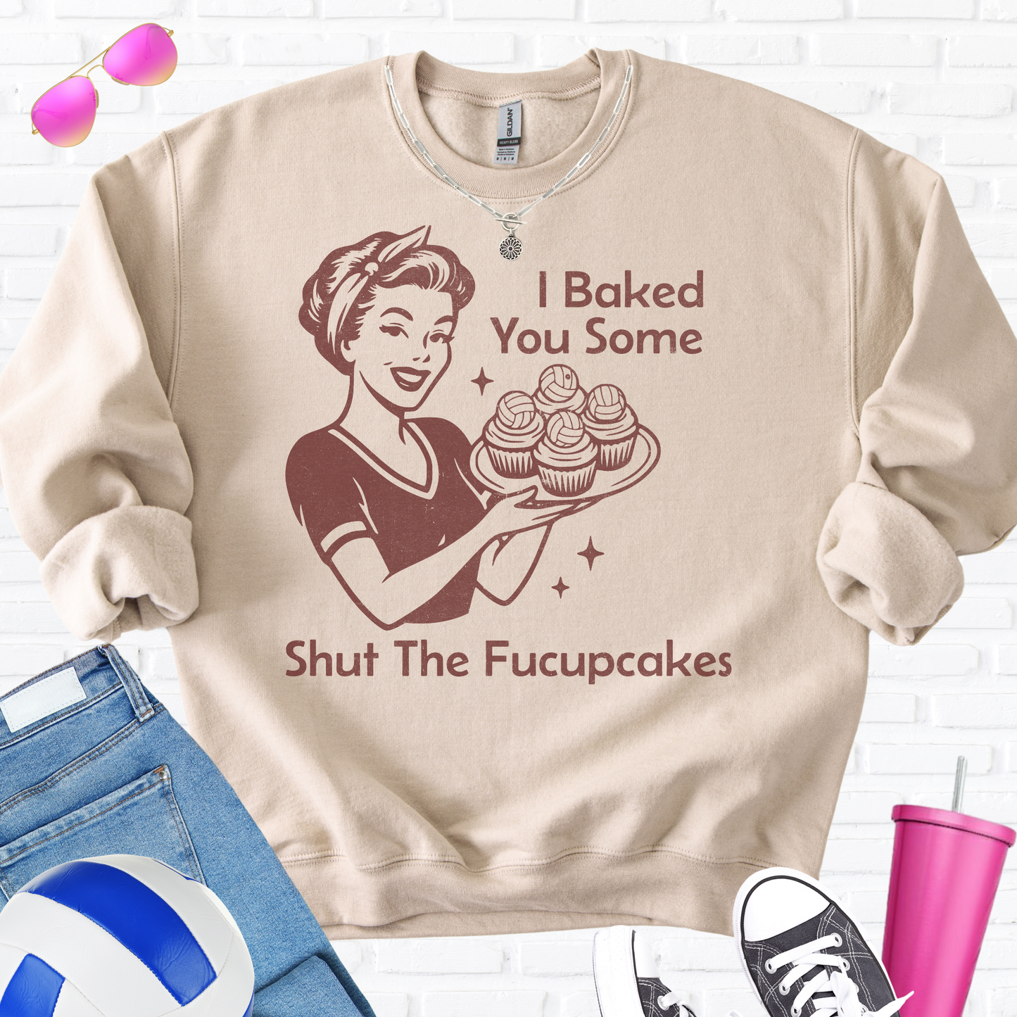 I Baked You Some Volleyball Cupcakes Crewneck